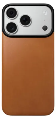 Image de Nomad, étui pour iPhone 18 Pro, dos en cuir Horween, compatible MagSafe, couleur Saddle