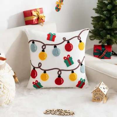 Produktbild von Kissenbezüge Weihnachten 45x45 cm, 2er Set, Weiß Lichterketten