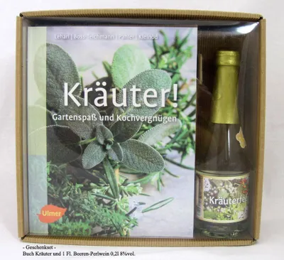 Produktbild von Geschenk-Set Kräuterbuch und 1 Fl. Beeren-Perlwein 0,2l 8%vol.