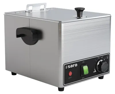 Zdjęcie produktu dla Podgrzewacz do kiełbasek Saro LYRIA – urządzenie ze stali nierdzewnej z uchylną pokrywą i rusztem, 0,9 kW