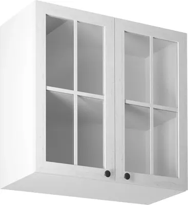 Produktbild von Küchenglasschrank 80 cm küchemöbel Hängeschrank, Provence G80S Weiß/Matt