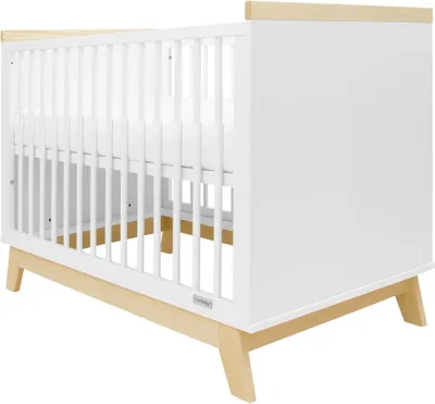 Obrázek produktu pro Dětská postýlka se zábranou New Baby MARCUS 120x60 cm bílá/přírodní
