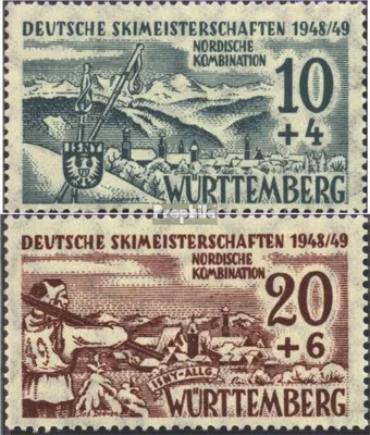 Produktbild von Briefmarken Franz. Zone-Württemberg 1949 Mi 38-39 (kompl.Ausg.) postfrisch Skimeisterschaft