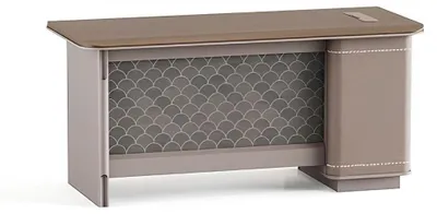 Zdjęcie produktu dla Eleganckie drewniane biurko w kolorze brązowym z miejscem do przechowywania – stylowy design