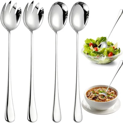 Salatbesteck-Set 4-tlg. Edelstahl 304 28 cm silber