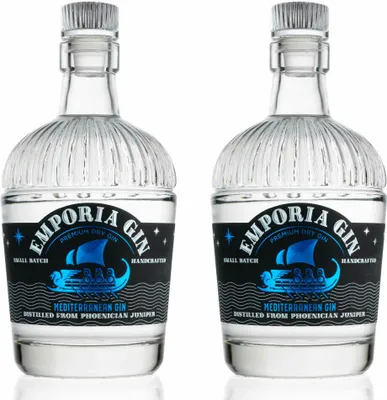 Produktbild von Caffo Emporia Premium Dry Gin 2er Set, Spirituose, Alkohol, Flasche, 45 %, 2 x 700 ml