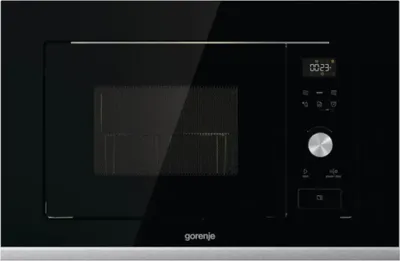Zdjęcie produktu dla Kuchenka mikrofalowa do zabudowy, Gorenje, pojemność 20 l, 800 W, 15 programów, czarne szkło/stal nierdzewna
