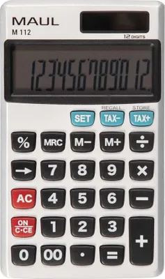 Produktbild von MAUL Taschenrechner M 112 LCD-Anzeige 1-zeilig, 12 Ziffern Solar Batterie 11.9 x 7 x 1 cm silber