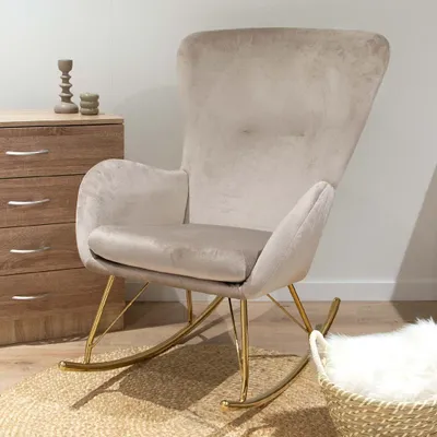 Obrázok produktu pre Zamatové hojdacie kreslo Milton & Oldbrook Burgos Beige