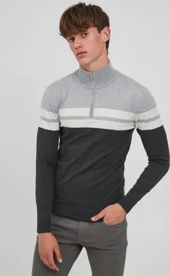 Produktbild von BLEND BHNaresh Herren Strickpullover Troyer Feinstrick Pullover mit Stehkragen aus 100% Baumwolle