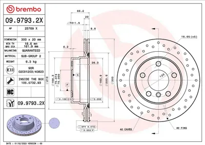 Produktbild von 2x BREMBO Bremsscheibe 09.9793.2X für BMW 3 Touring (E91) 1 Schrägheck (F20)