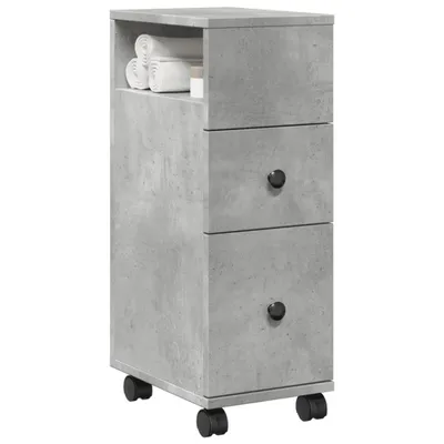 Zdjęcie produktu dla vidaXL Szafka łazienkowa wąska na kółkach betonowa szara materiał drewnopochodny
