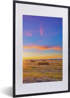 Produktbild von MuchoWow® Gerahmtes Poster Stroh - Sonne - Himmel - Landschaft 40x60 cm - Poster mit Schwarzem Bilderrahmen Wandposter Rahmen Foto Bilder - Poster in Rahmen