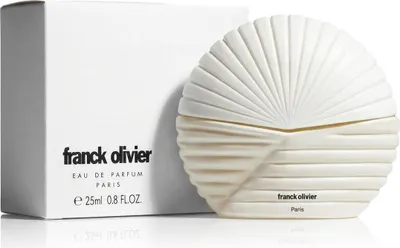 A white perfume bottle and its packaging are displayed on a white background.