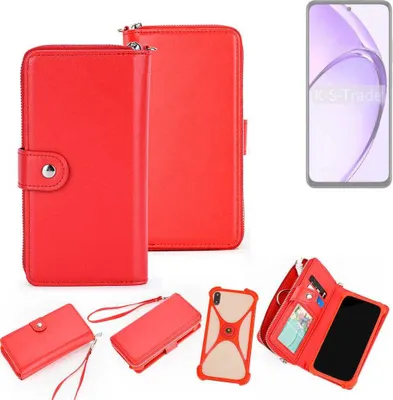 Produktbild von K-S-Trade 2in1 Schutzhülle Portemonnee Handyhülle mit Bumper kompatibel mit Oppo A80 5G Hülle Case Etui Geldbörse Smartphone rot (1x)