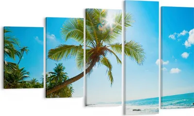 Produktbild von Bild auf Leinwand - Leinwandbild - Strand Palme Meer - 100x60cm - Wand Bild - Wanddeko - Wandbilder - Leinwanddruck - Bilder - Kunstdruck - Wanddekoration - Leinwand bilder - Wandkunst - EG100x60-3570