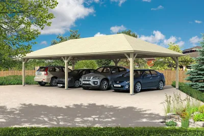 Produktbild von Vierer-Carport SKAN HOLZ Taunus mit Pfostenankern 1176x634 cm natur