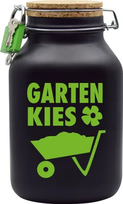Produktbild von Spardose Geld Geschenk Ideen Garten Kies Grün Schwarz Größe XXL 3 Liter