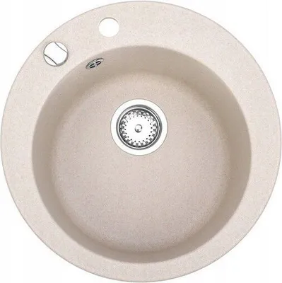 Produktbild von Küchenspüle Granit Spüle Einbauspüle Spülbecken Rund 49,5cm; Beige