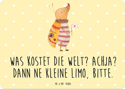 Produktbild von Mr. & Mrs. Panda tafel Nachtfalter Fähnchen DIN A5 - Gelb Pastell - Geschenk, Spruch Lustig, Schild, Niedlich, Witzig, Retro Blechschild, Süß, Wandschild, Gute Laune