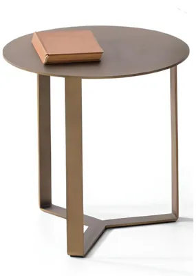 Produktbild von Moderner runder Beistelltisch mit Metallrahmen in bronze-gold