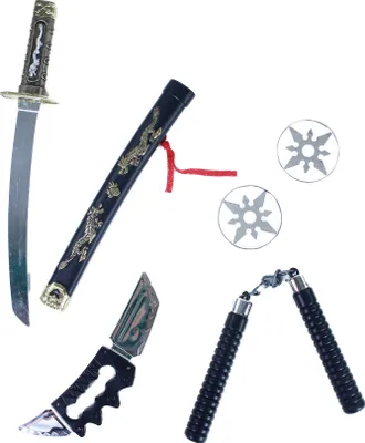 Produktbild von RAPPA Ninja Spielzeugwaffen Set aus Plastik für Kinder mit 4 verschiedenen Waffen
