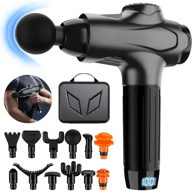 Produktbild von Massagegerät Elektrische Faszienpistole 12-tlg., USB, Multi-Speed Muskelmassage Fitnessgerät für Zuhause & Sport