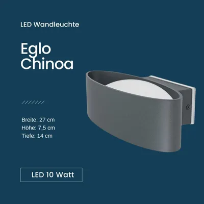 Immagine prodotto di Eglo 98711 CHINOA LED parete/soffitto per esterni 10W antracite bianco caldo IP54