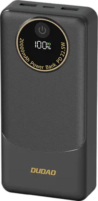 Produktbild von Dudao K12Pro Powerbank 20000 mAh, 22,5 W PD, USB-A & USB-C, Schwarz