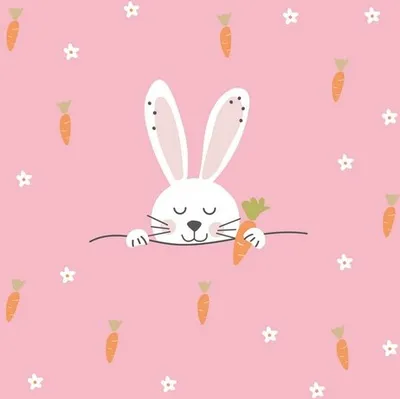 Produktbild von 20 Servietten Easter Carrots - Hase um Karotten rosa 33x33cm