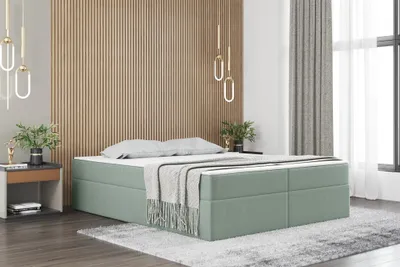 Produktbild von Boxspringbett Schlafzimmerbett PRIMA 120x200cm Stoff Türkis inkl. Bettkasten