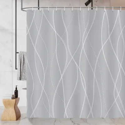Produktbild von Duschvorhang 180 x 180 cm in Grau und Weiß mit Streifen