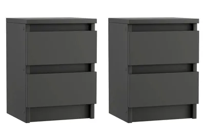 Obrázok produktu pre sada 2 nočných stolíkov - 28x30 cm - čierna - kompaktná - s 2 zásuvkami - stabilná - šetrí miesto