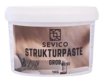 Produktbild von SEVICO Strukturpaste Grob 1 kg | Weiße Spachtelmasse für Acrylmalerei | Modellierpaste für Kunstprojekte, Acrylfarbe, DIY, 3D-Effekte, Texturen | Einfach mit Palettenmesser aufzutragen | A007-005