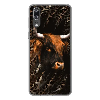 Produktbild von MuchoWow® Handyhülle Schutzhülle Hülle für Huawei P20 Schottischer Highlander - Pantherdruck - Schwarz Silikon Softcase Handy Hülle - Hardcover