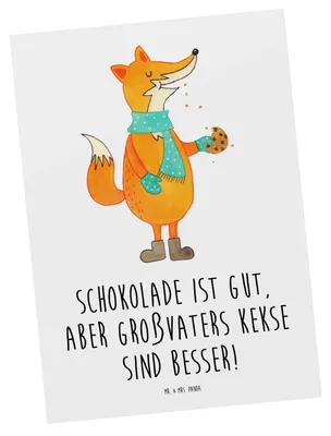 Produktbild von Mr. & Mrs. Panda Postkarte Großvaters Kekse - Weiß - Geschenk, Kindheitserinnerungen, einzigartige Designs, Freude, Postkarten, Fotokarte, Familienküche, Weihnachten