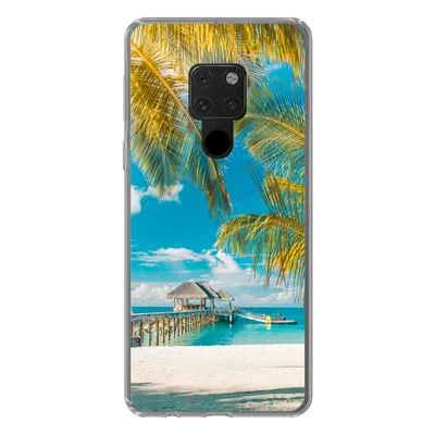 Produktbild von MuchoWow® Handyhülle Schutzhülle Hülle für Huawei P40 Lite Strand - Palme - Meer Silikon Softcase Handy Hülle - Handy