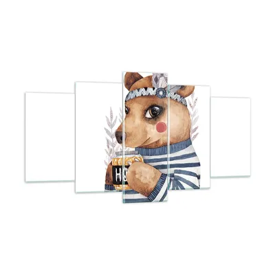 Produktbild von Bilder auf glas - 5 Teile - Anthropomorphisierung Bär Kinder - 160x85cm - Glasbilder - Wandbilder - Bilder - Wanddekoration aus Glas - Glas Bilder - Wandbild auf Glas - GEA160x85-4367