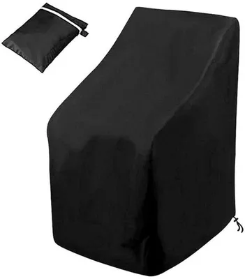 Image de Housse pour chaise empilable - Housse de protection pour mobilier de jardin - 89 x 89 x 120/89 cm - Tissu Oxford 210D - Résistant aux UV - Pour chaises empilables et chaises de balcon - Noir