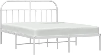Produktbild von vidaXL Bettgestell mit Kopfteil Metall Weiß 160x200 cm