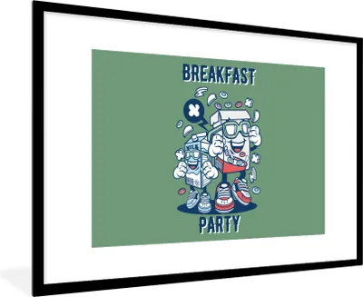 Produktbild von MuchoWow® MuchoWow® Gerahmtes Poster Jahrgang - Milch - Cornflakes 90x60 cm - Poster mit zchwarzem Bilderrahmen - Wanddekoration - Fotos