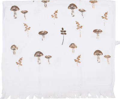 Produktbild von Clayre & Eef Gästehandtuch 40x66 cm Weiß Baumwolle Pilze