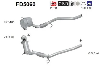Produktbild von AS FD5060 Dieselpartikelfilter Rußpartikelfilter DPF für VW GOLF VI (5K1) Euro 5 Abgasanlage Diesel