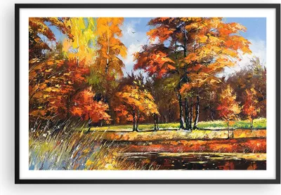 Produktbild von Gerahmtes Poster - Schwarzer Rahmen - Park Herbst Wasser - 91,5x61 cm - Wand Bild - Wanddeko - Wandbilder - Kunstposter - Wandposter - Bilderrahmen - Bilder - Kunstdruck - Wandbild - P2BAA91x61-3536