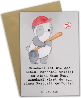 Produktbild von Mr. & Mrs. Panda jubiläumskarte Baseball Leben - Grau Pastell - Geschenk, Strategie, weihnachtskarten, Glückwunschkarte, dankeskarten, Sportarten, einladungskarten, Sport