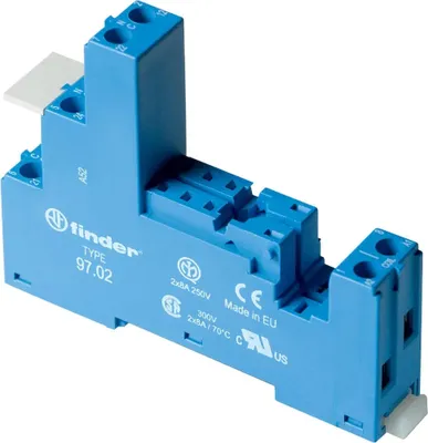 Image de Support de relais Finder 97.02 pour relais 46.52, raccordement à vis, TH35, 1 pièce.
