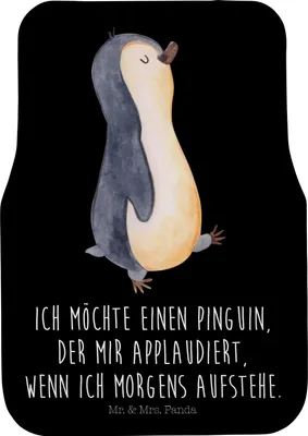 Produktbild von Mr. & Mrs. Panda Automatte Pinguin marschieren - Schwarz - Geschenk, Fußmatte Fürs Auto, Autoteppich, Spazieren, Pinguine, Auto-Fußmatte, Aufstehen, Teppich, Bruder
