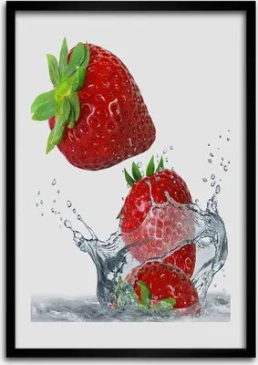 Produktbild von Bild - Bilderrahmen - Foto - 70 cm x 100 cm - MDF - Rahmen - Wandkunst - Erdbeeren