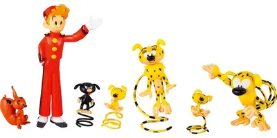 Productafbeelding van Plastoy SAS Marsupilami met Spirou en Pips - Set (7 figuurtjes)
