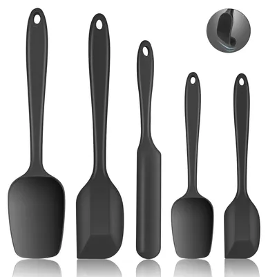 Image de Raclette en silicone, ensemble de cuisine de 5 pièces avec noyau métallique, flexible, résistant à la chaleur, antiadhésive, et adaptée au contact alimentaire